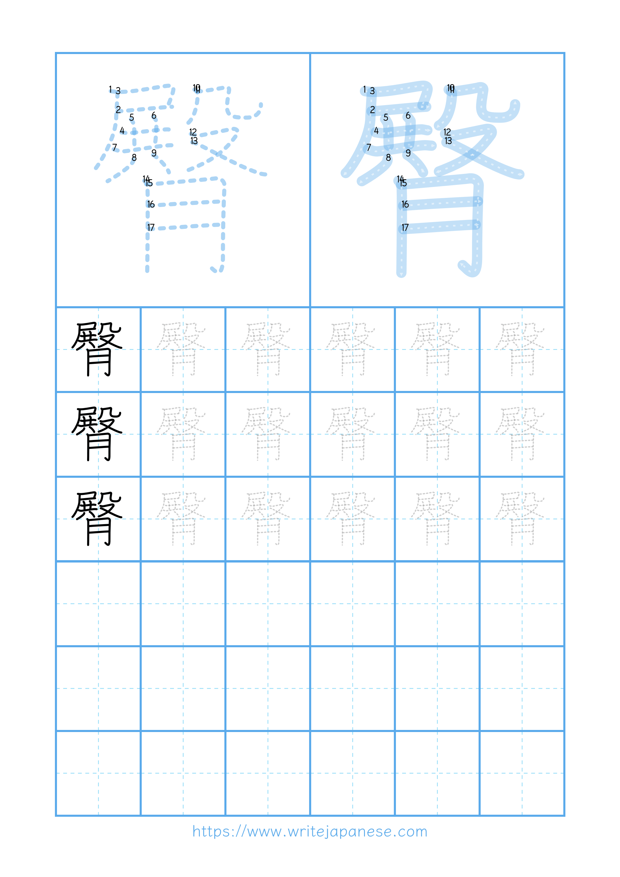 Modern horizontal worksheet for 臀