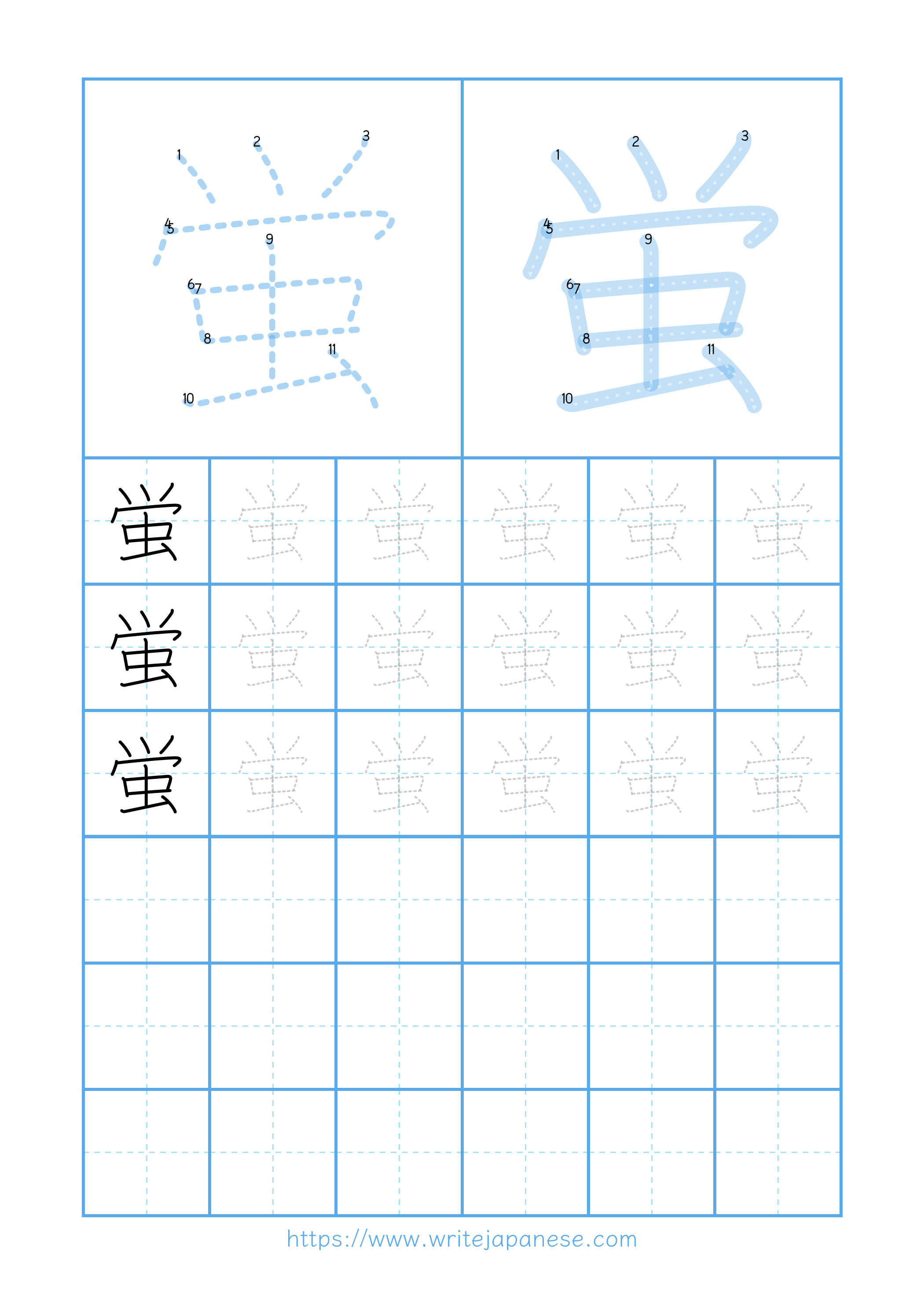 Modern horizontal worksheet for 蛍