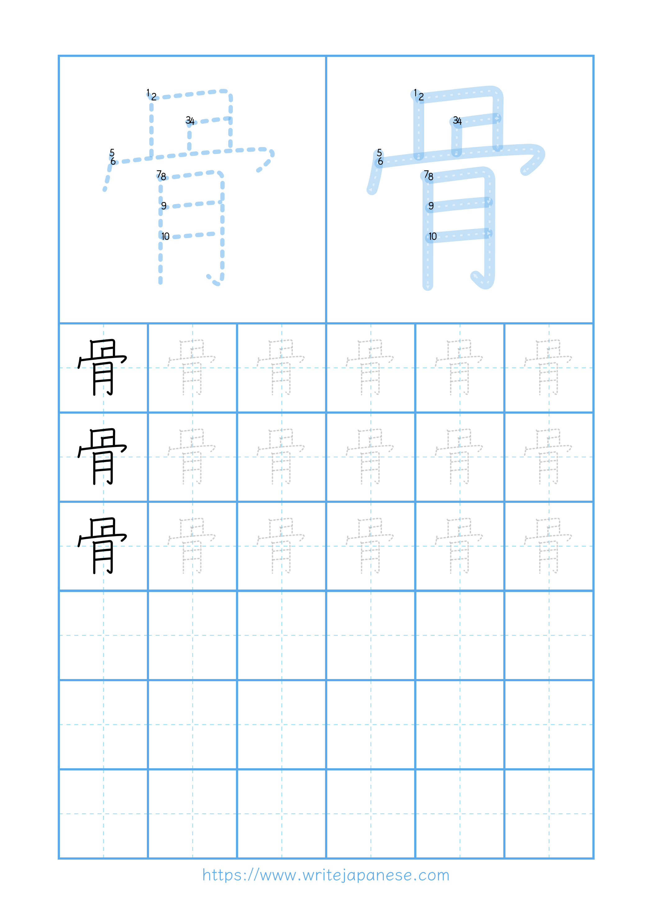 Modern horizontal worksheet for 骨