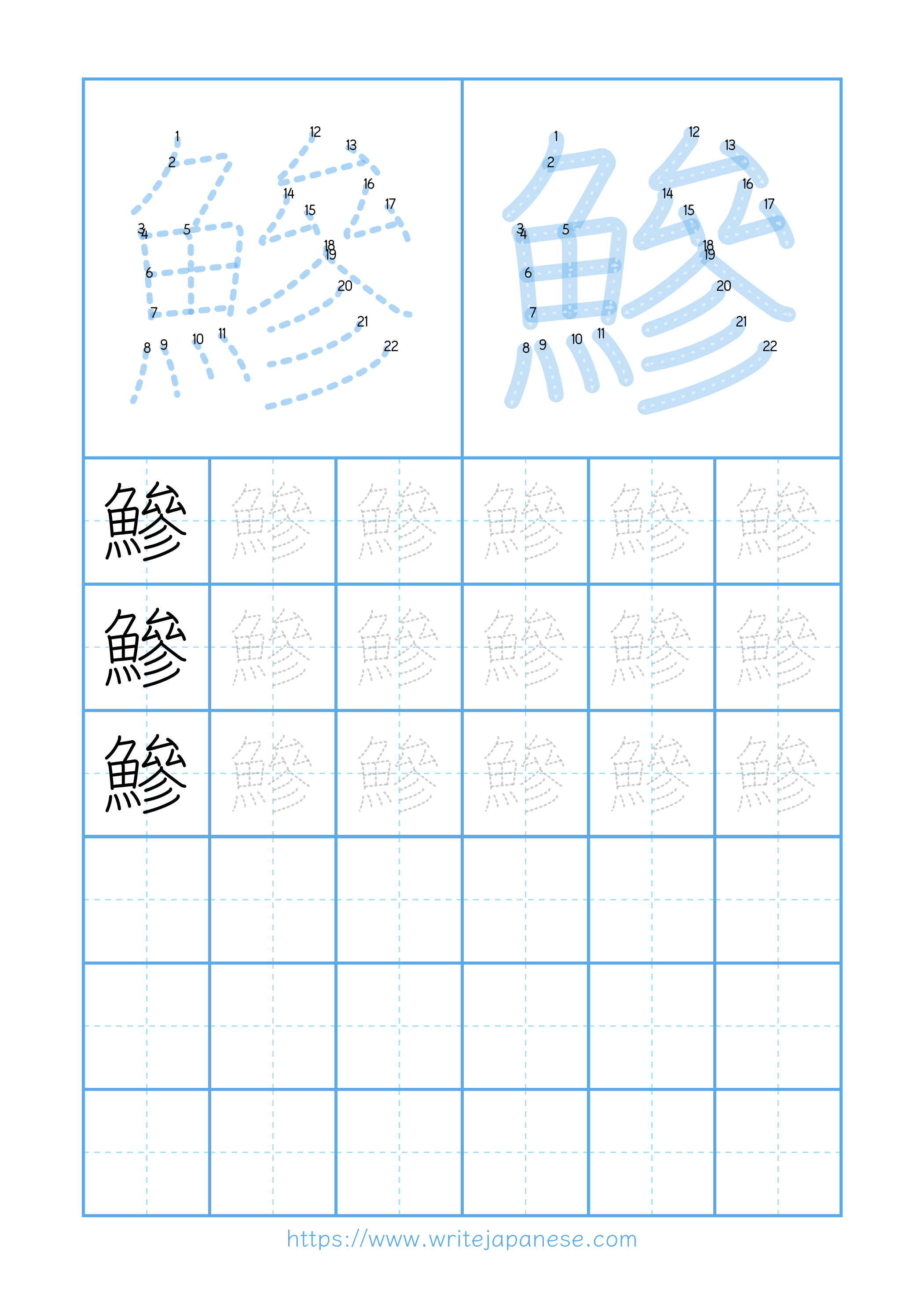 Modern horizontal worksheet for 鰺