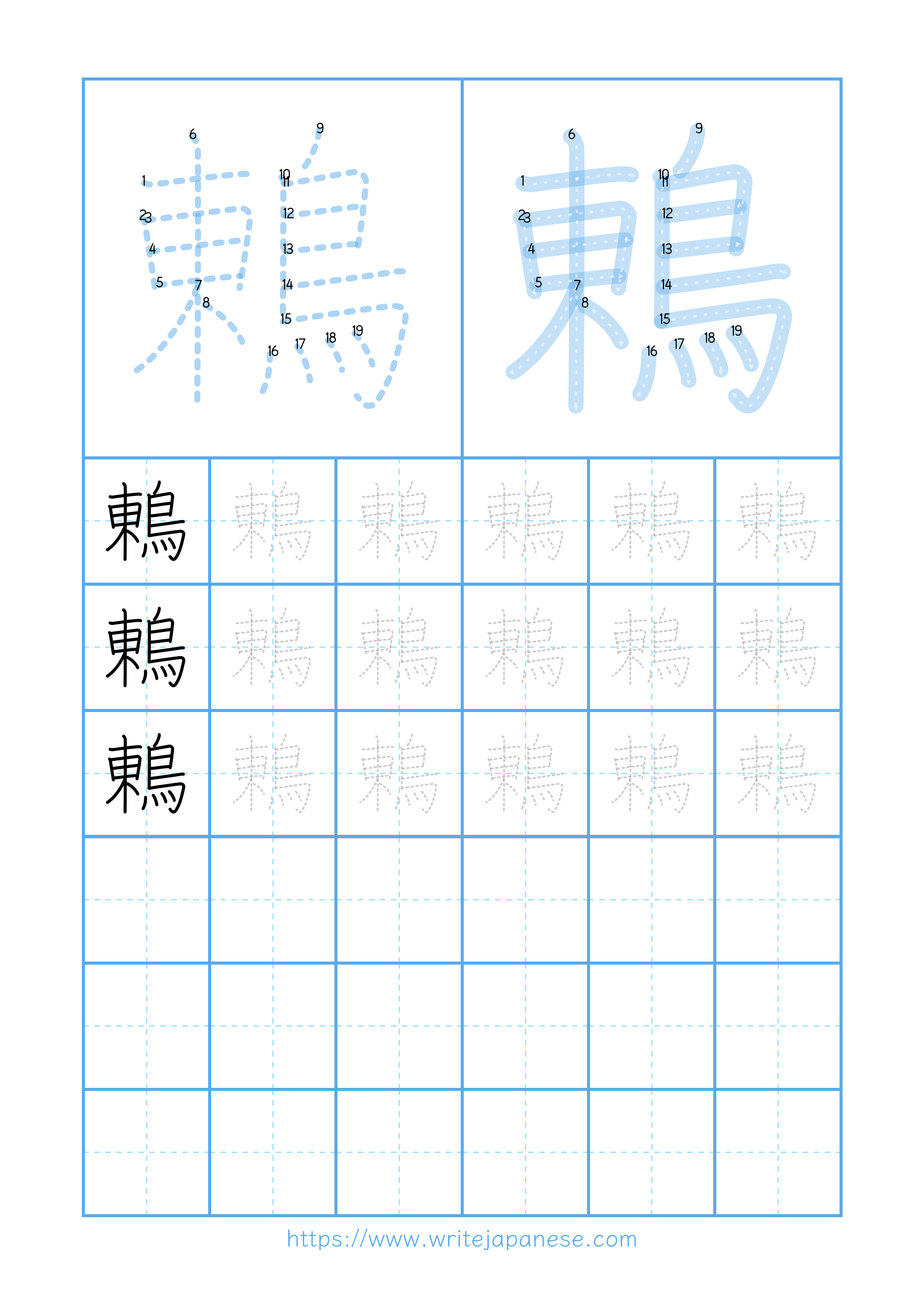 Modern horizontal worksheet for 鶇