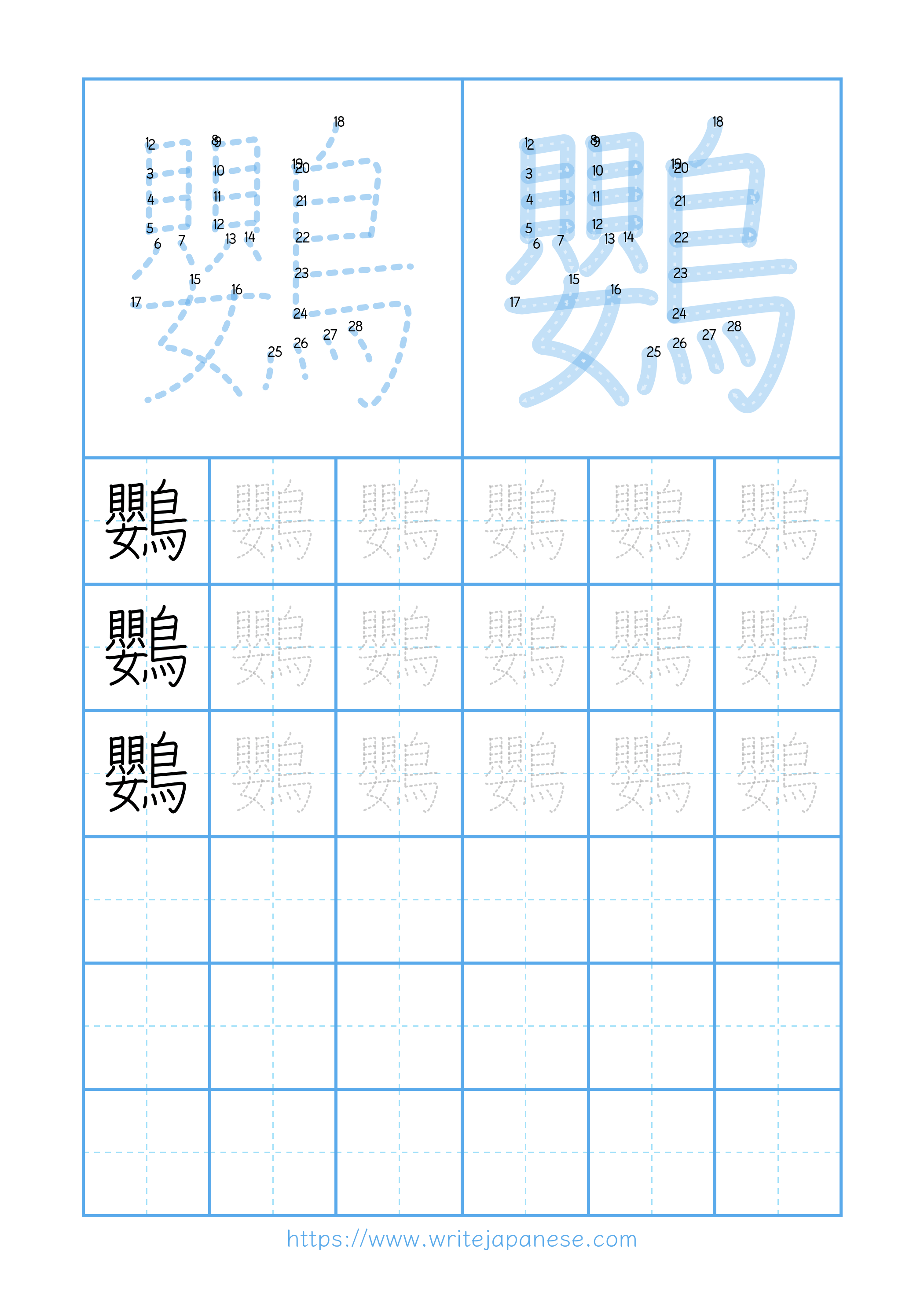Modern horizontal worksheet for 鸚