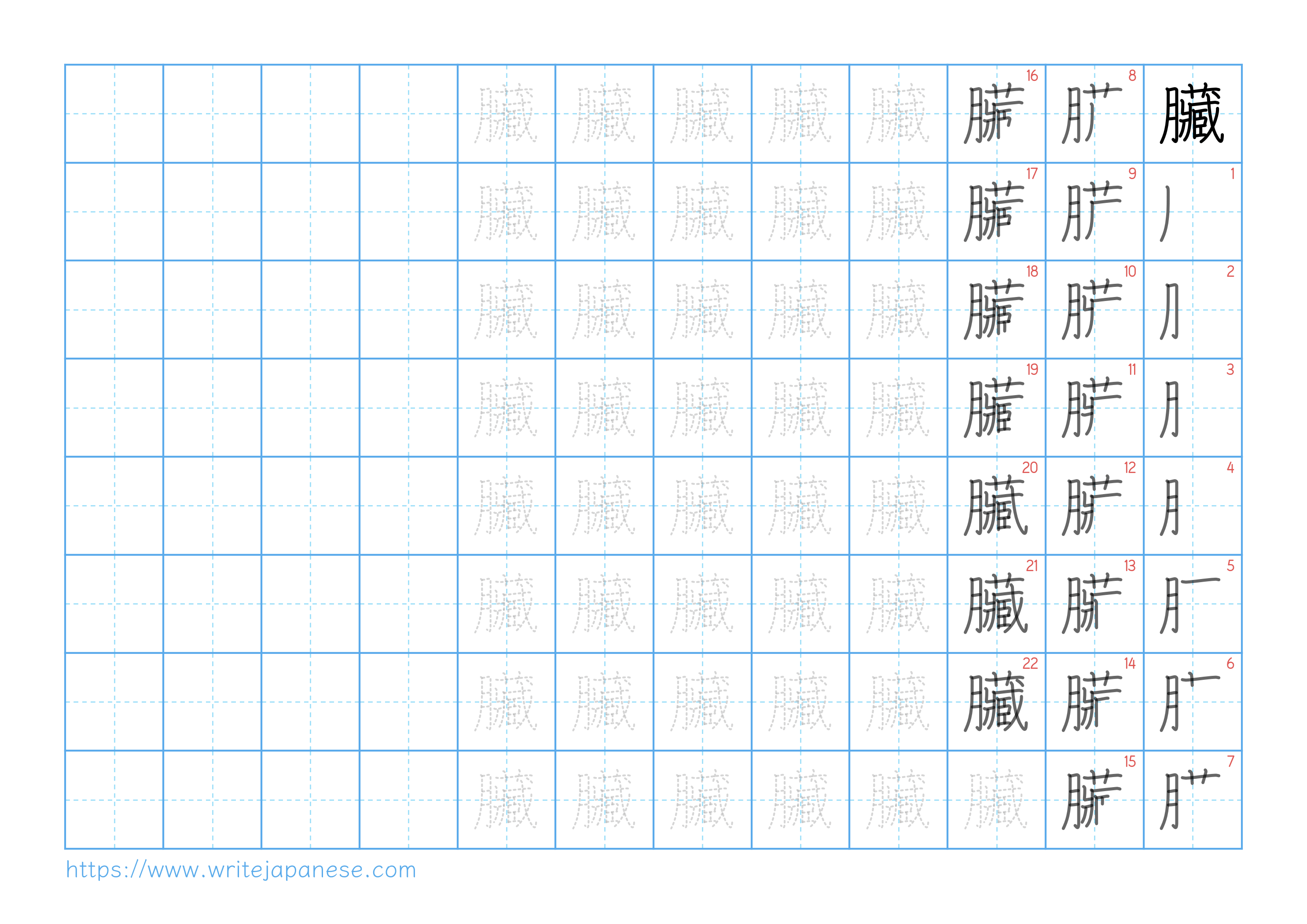 Traditional vertical worksheet for 臟