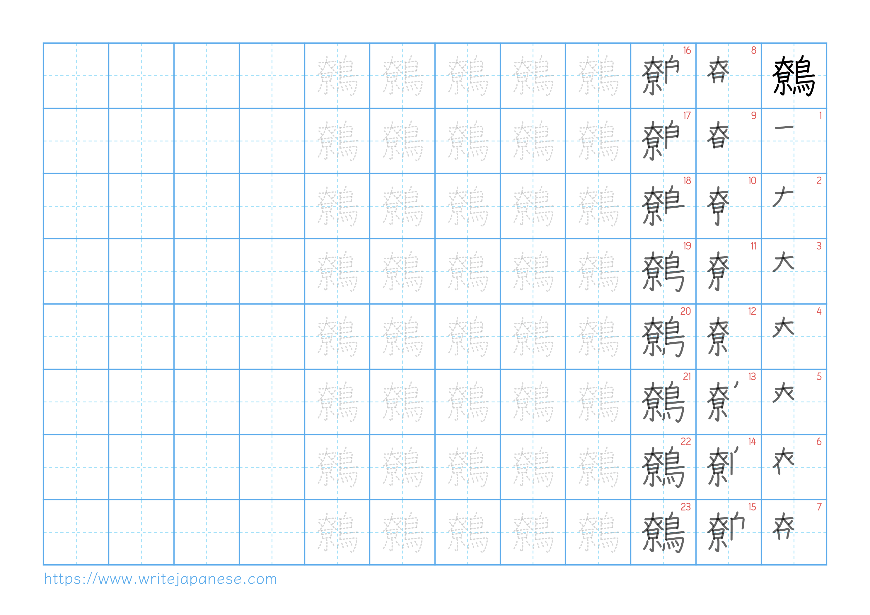 Traditional vertical worksheet for 鷯